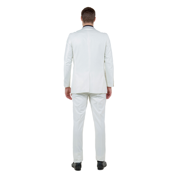 Slim Fit 2pc Tuxedo w/ Satin Peak Lapel by Bryan Michaels, Off White - Picture 4 of 4